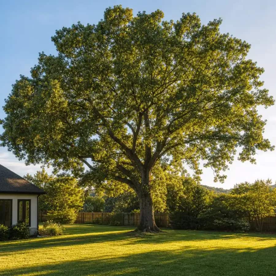 Chinkapin Oak (Quercus muehlenbergii) — mature, planted
