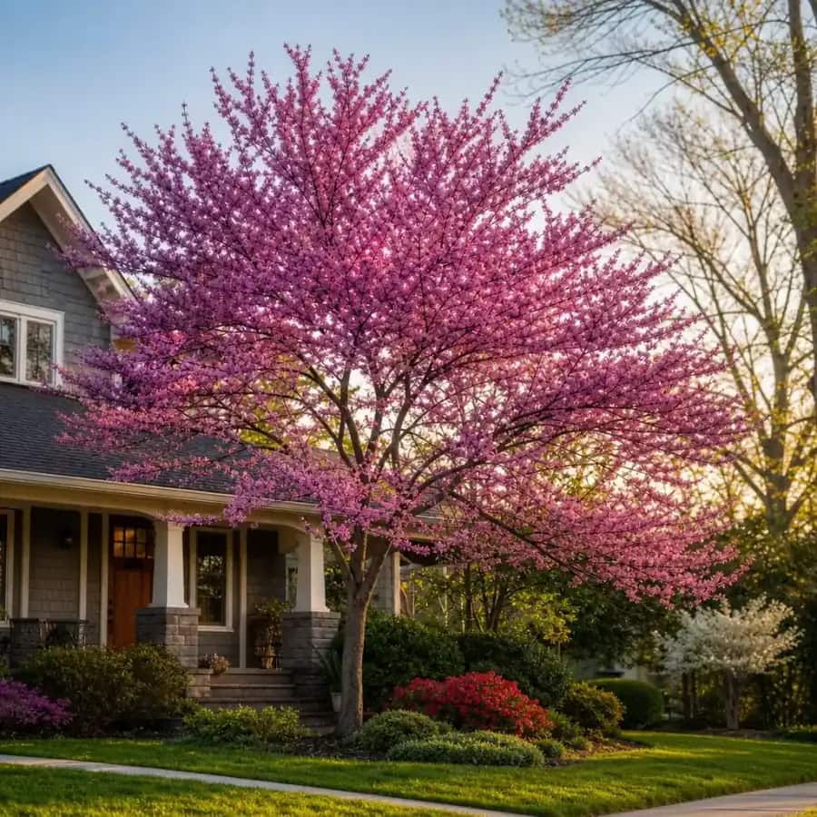 Eastern Redbud Tree (Cercis canadensis) — mature, planted