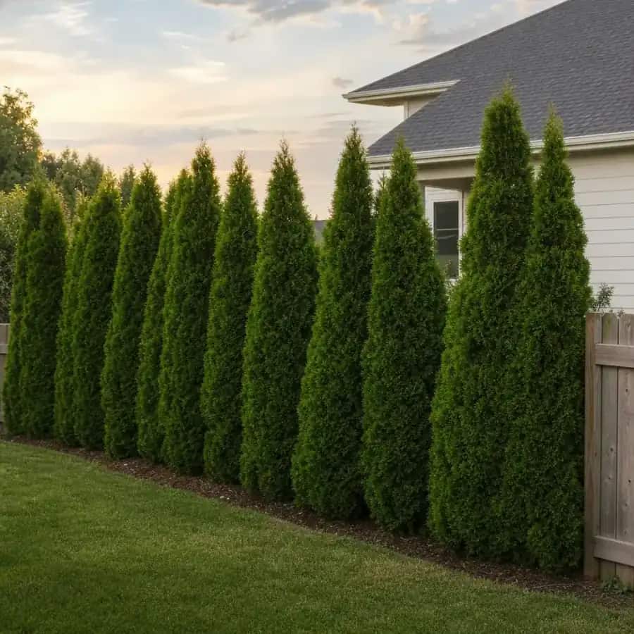 Emerald Green Arborvitae (Thuja occidentalis 'Smaragd') — mature, planted