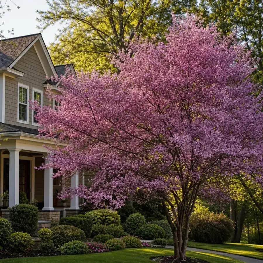 Forest Pansy Eastern Redbud (Cercis canadensis) — mature, planted