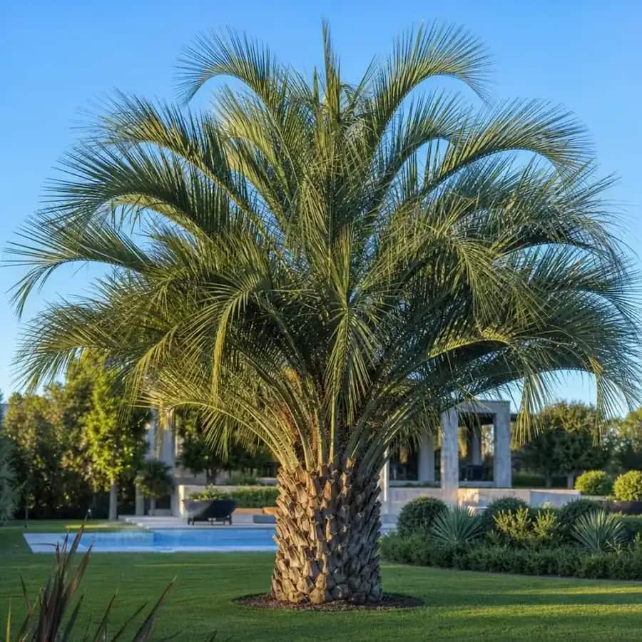 Jelly Palm (Butia capitata) — mature, planted