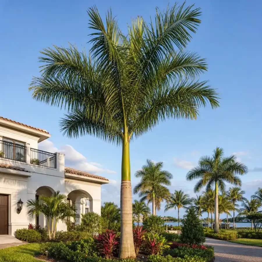Majesty Palm (Ravenea rivularis) — mature, planted