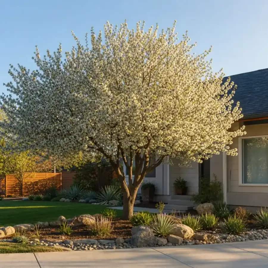 Mexican Plum (Prunus mexicana) — mature, planted