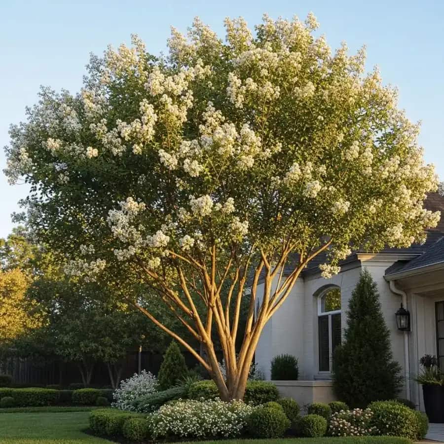 Natchez Crape Myrtle (Lagerstroemia indica x fauriei) — mature, planted