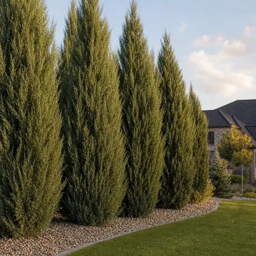 Skyrocket Juniper (Juniperus scopulorum 'Skyrocket') — mature, planted