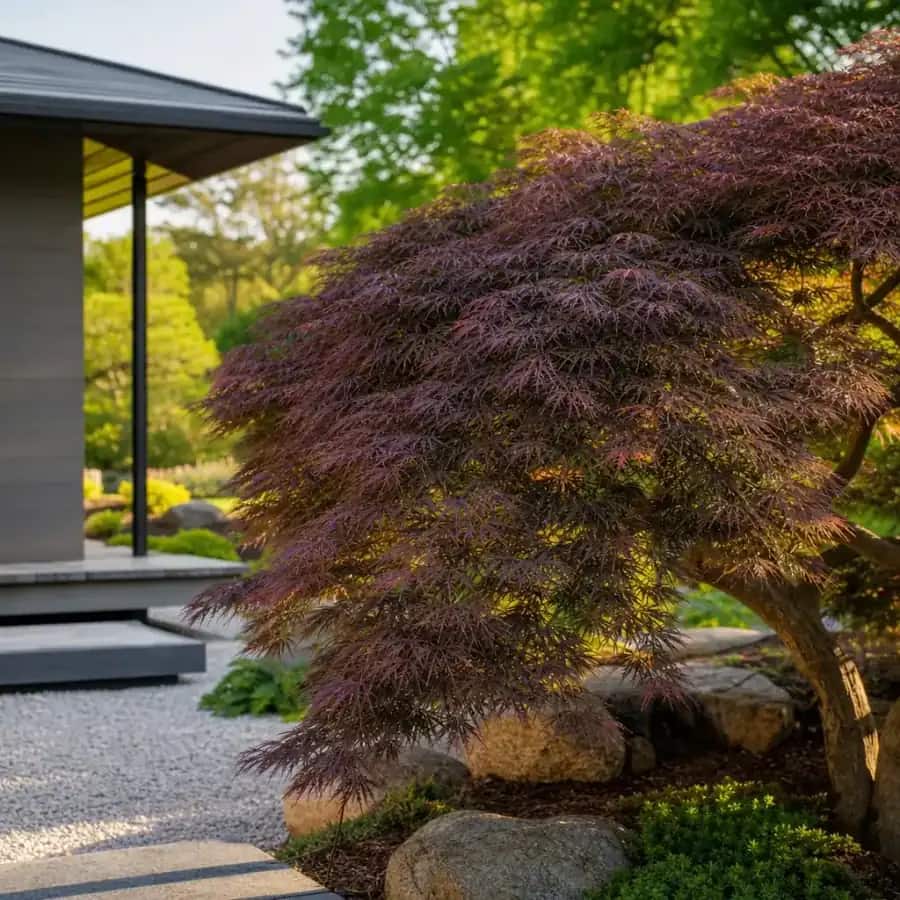 Tamukeyama Japanese Laceleaf Maple (Acer palmatum subsp. matsumurae) — mature, planted