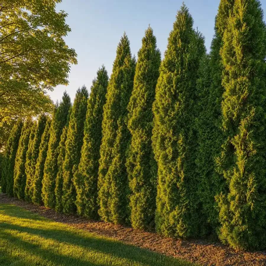Thuja Green Giant Arborvitae (Thuja standishii x plicata 'Green Giant') — mature, planted