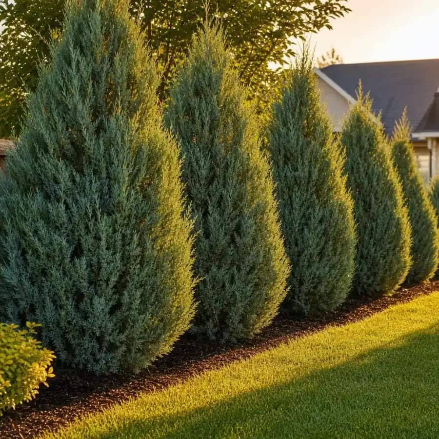 Blue Point Chinese Juniper (Juniperus chinensis) — mature, planted