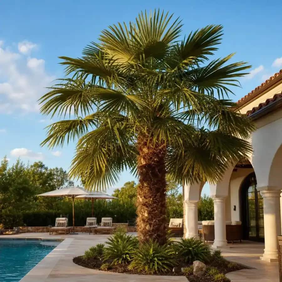 Chinese Windmill Palm (Trachycarpus fortunei) — mature, planted