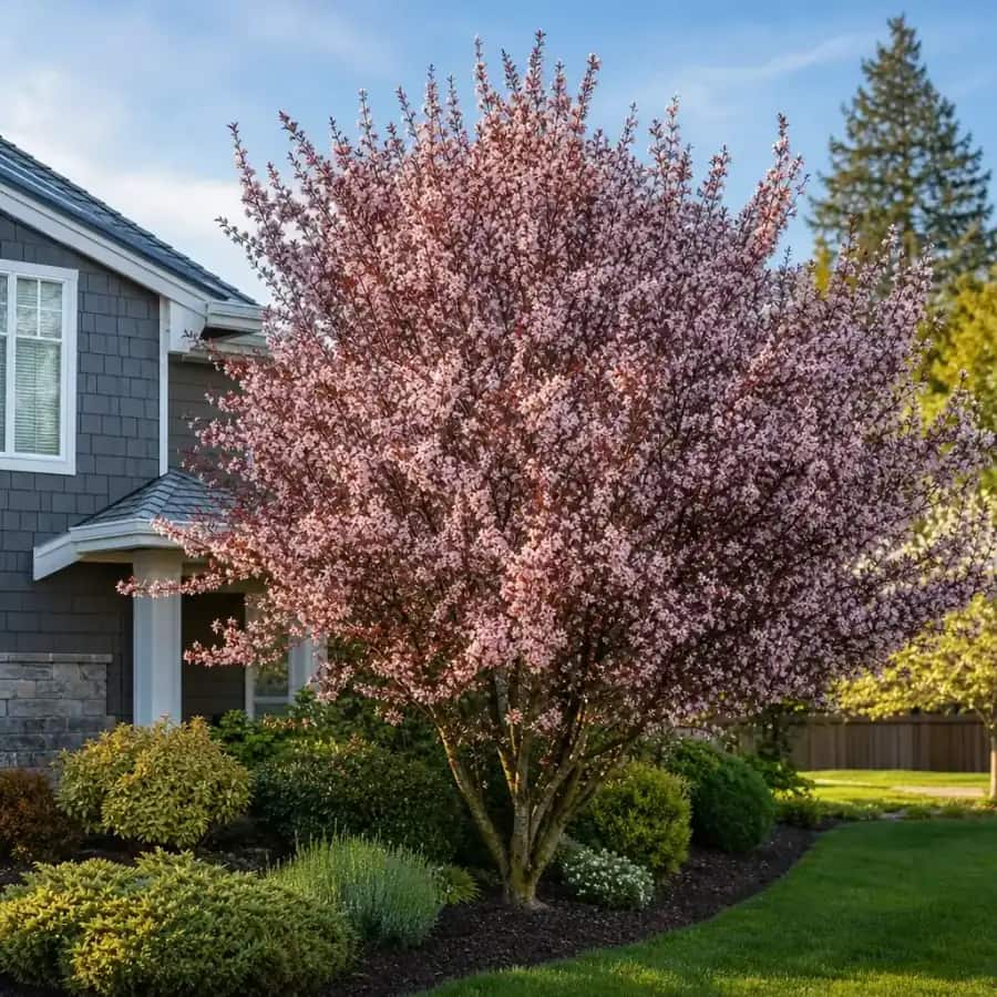 Krauter's Vesuvius Cherry Plum (Prunus cerasifera) — mature, planted