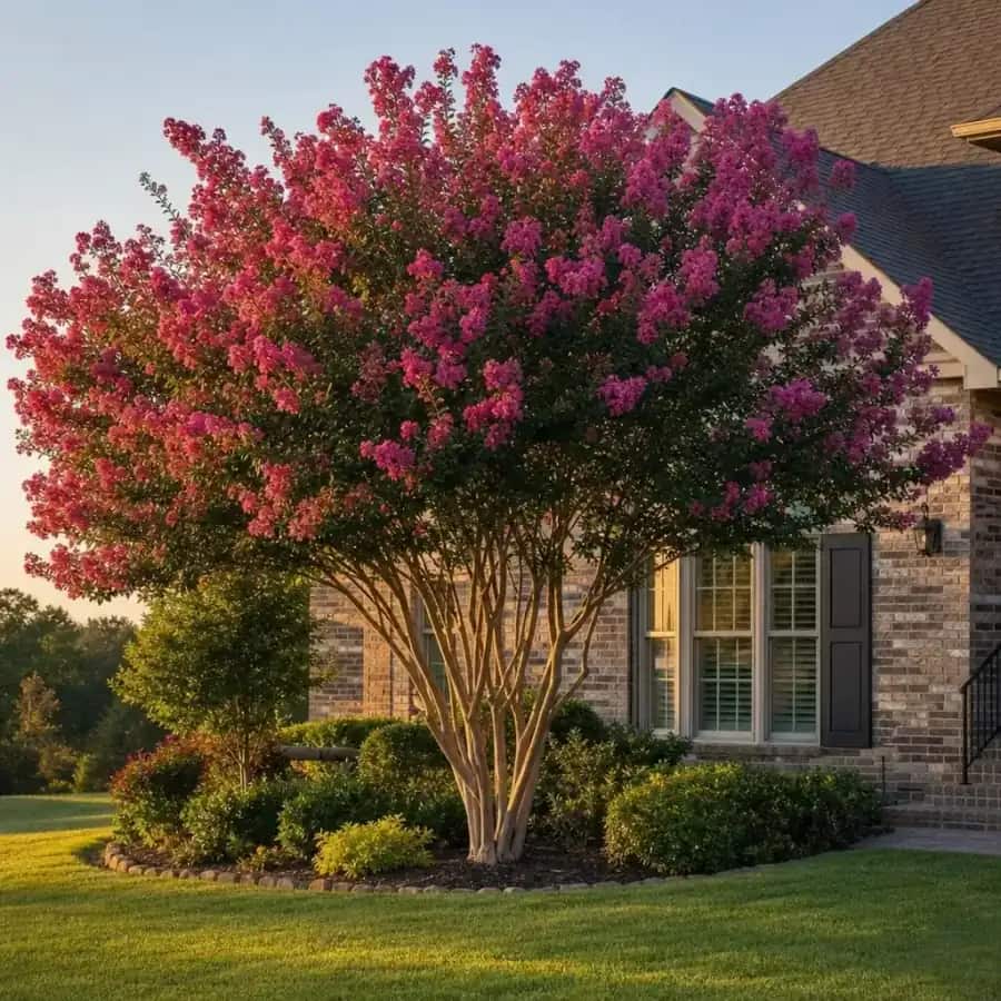 Muskogee Crape Myrtle (Lagerstroemia indica x fauriei) — mature, planted