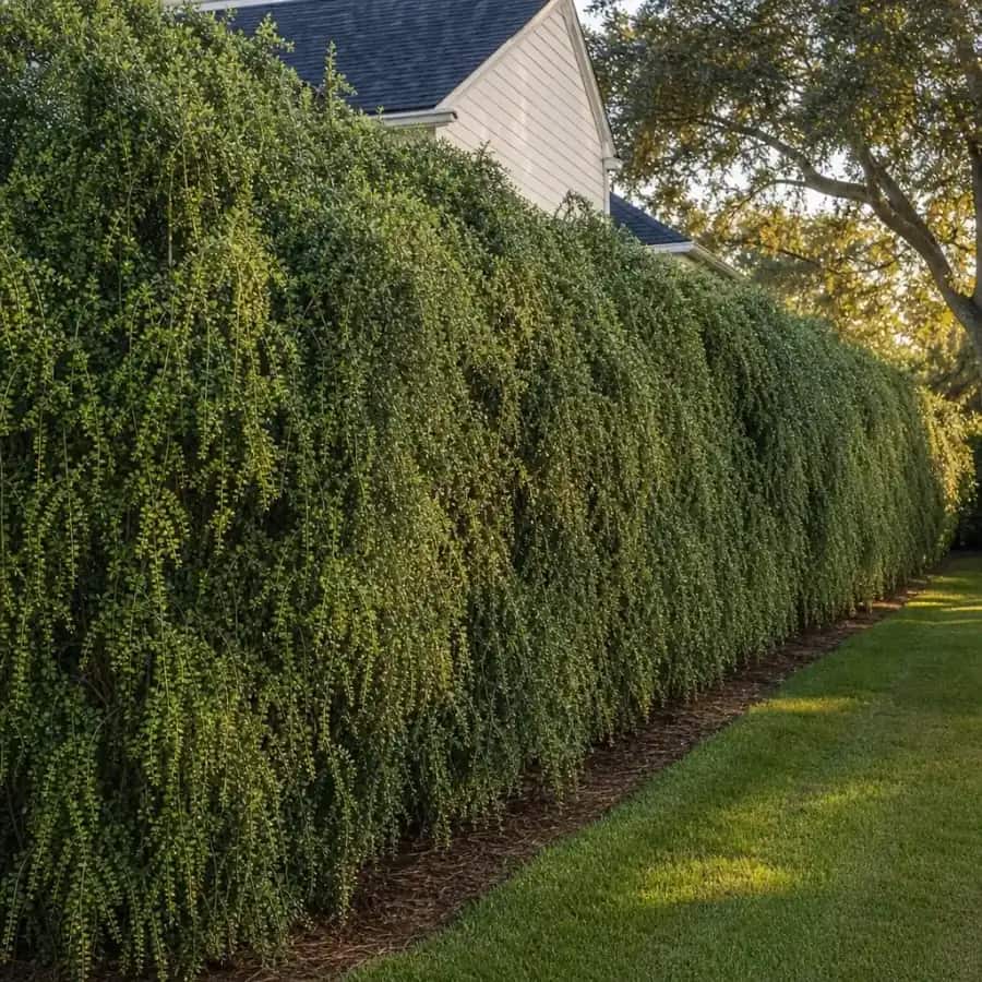 Pendula Weeping Yaupon Holly (Ilex vomitoria) — mature, planted