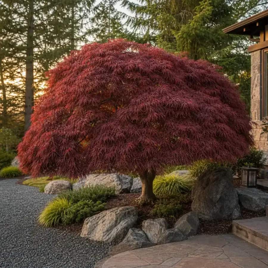 Red Dragon Japanese Laceleaf Maple (Acer palmatum subsp. matsumurae) — mature, planted