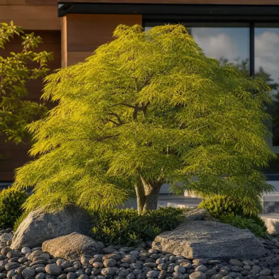 Seiryu Japanese Laceleaf Maple (Acer palmatum subsp. matsumurae) — mature, planted