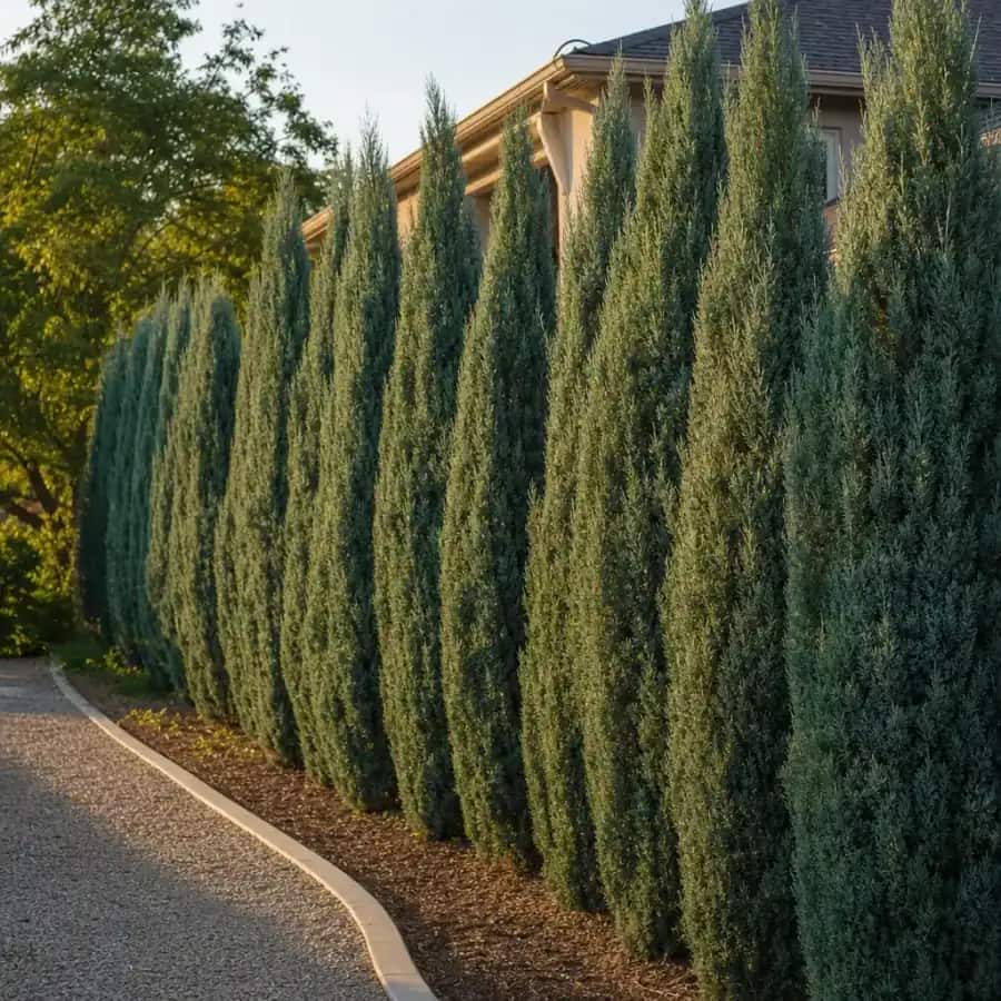 Skyrocket Rocky Mountain Juniper (Juniperus scopulorum) — mature, planted
