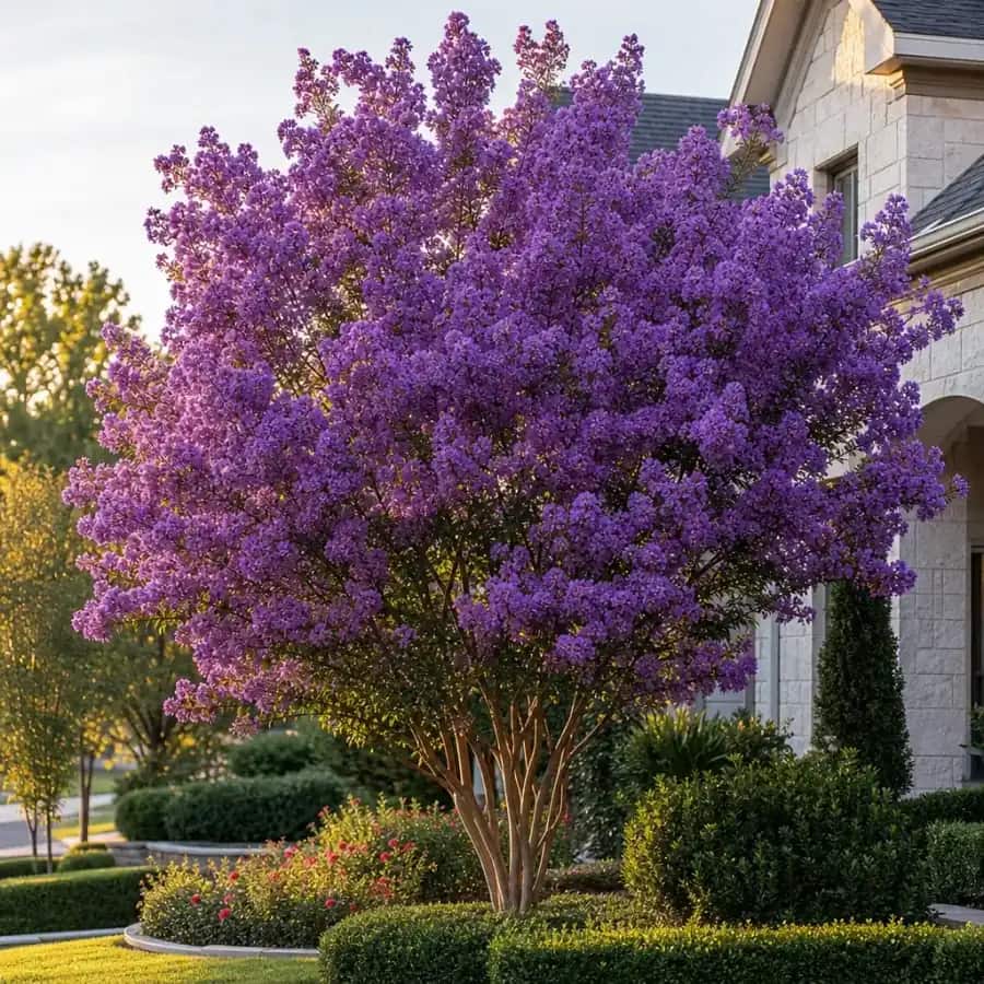 Thunderstruck Lavender Skies Crape Myrtle (Lagerstroemia x) — mature, planted