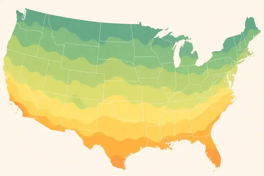 USDA hardiness zone map of the United States